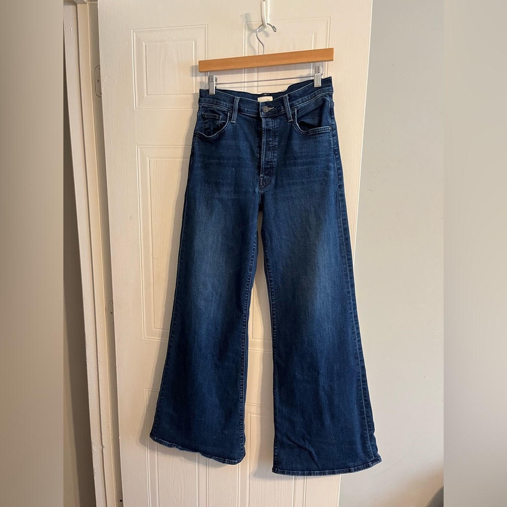 MOTHER Dark Blue Wide Leg Flare Jeans